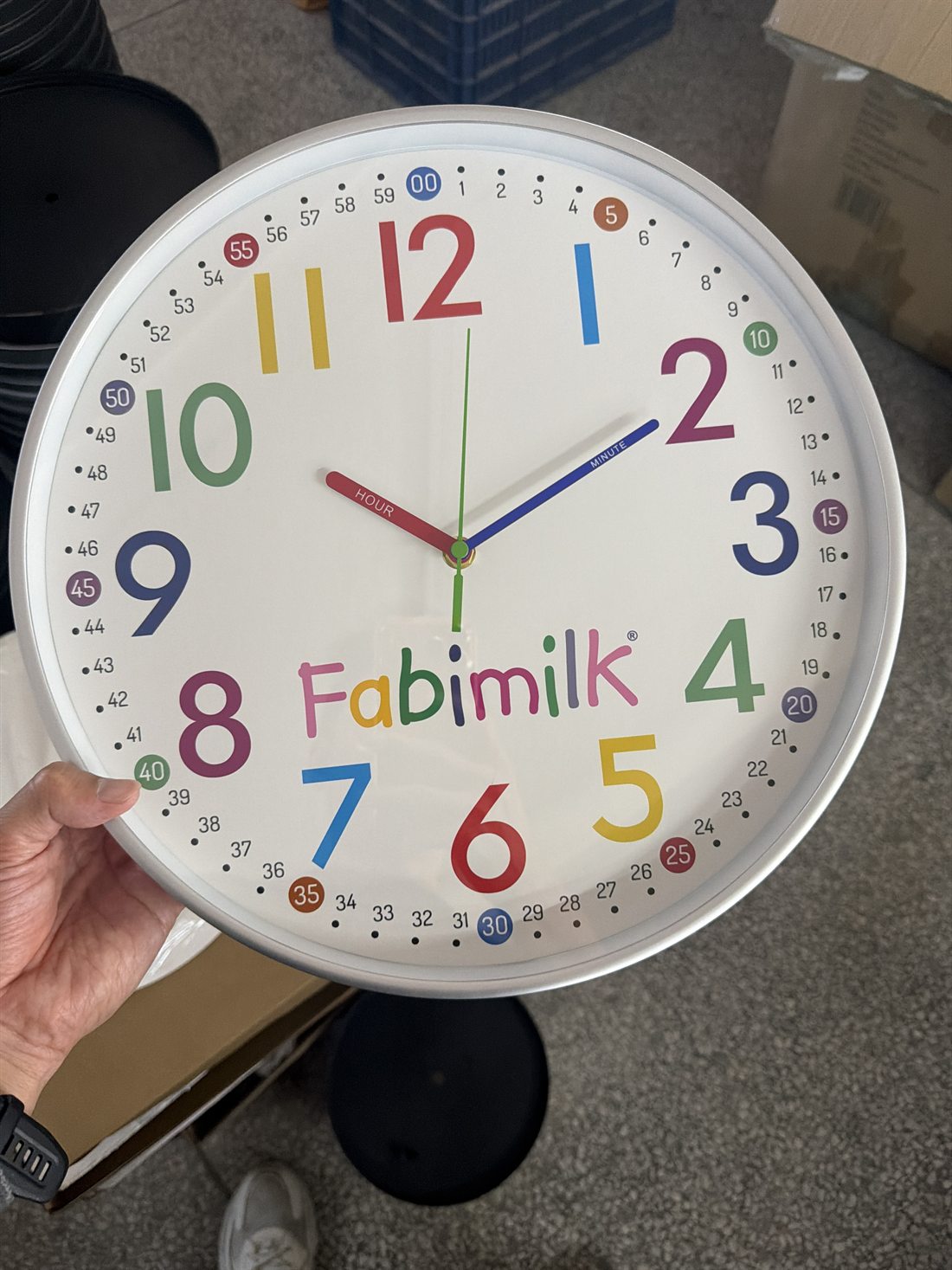 Fabimilk colorful learning wall clock with minute and hour labels
