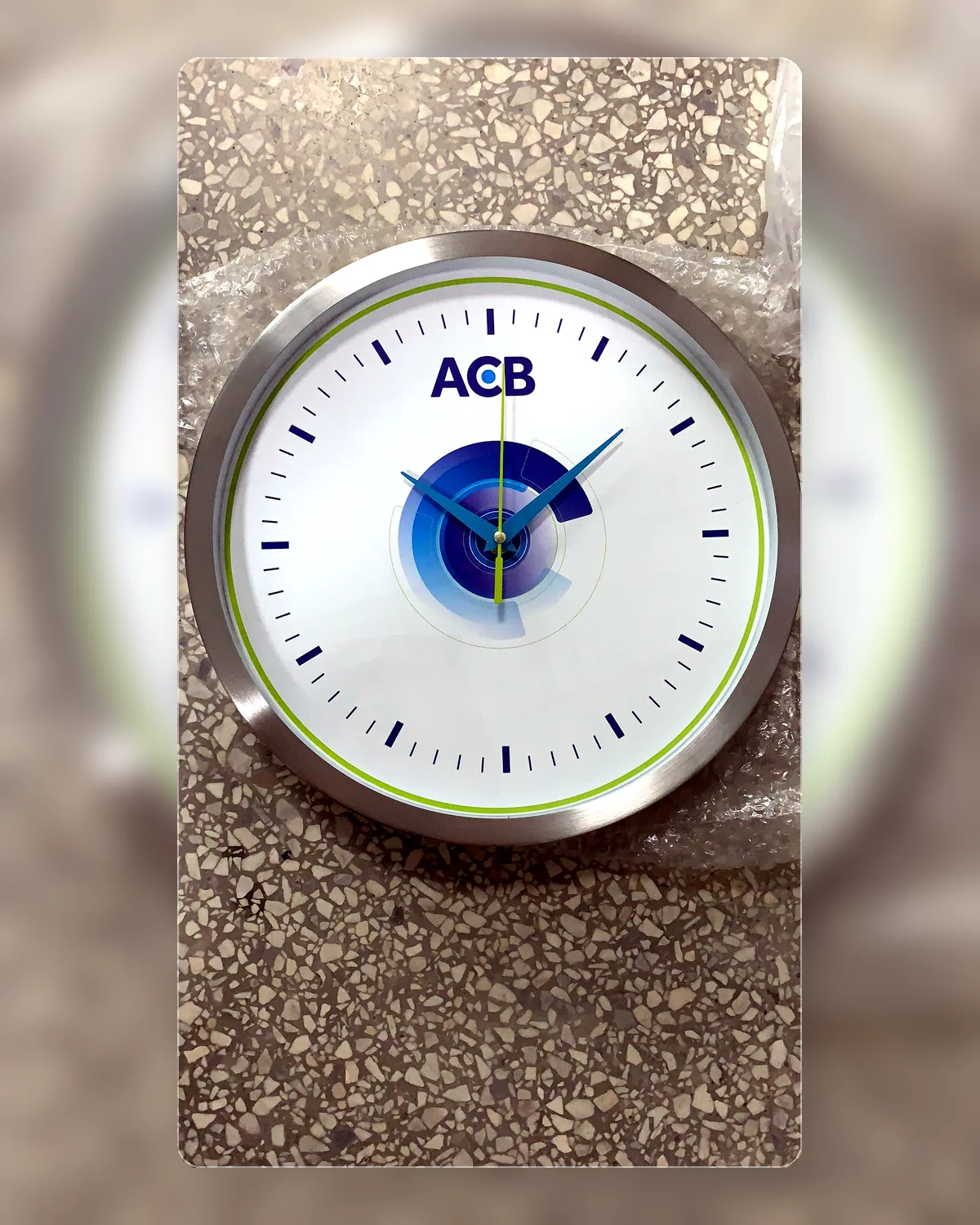 Real silver frame ACB logo custom wall clock