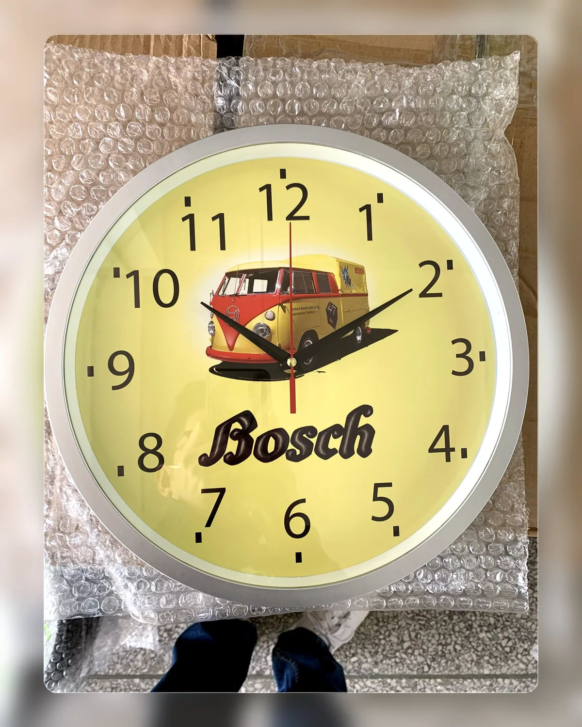 Real yellow car photo wall clock case