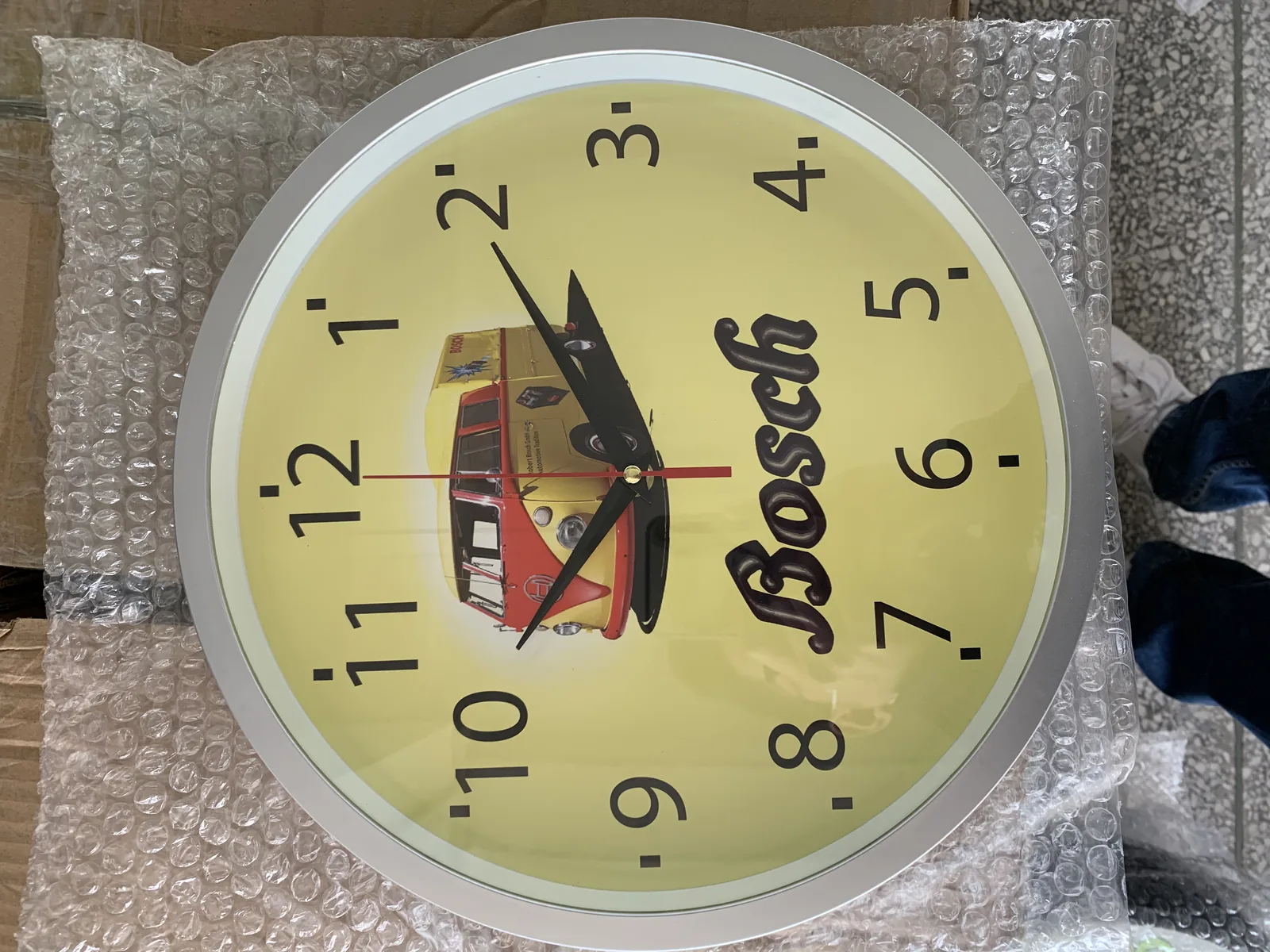 Real yellow custom photo wall clock with car artwork
