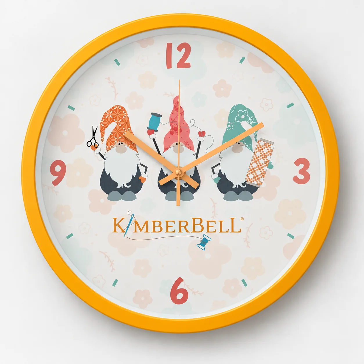 Supplied illustrated custom gift wall clock reference with orange frame
